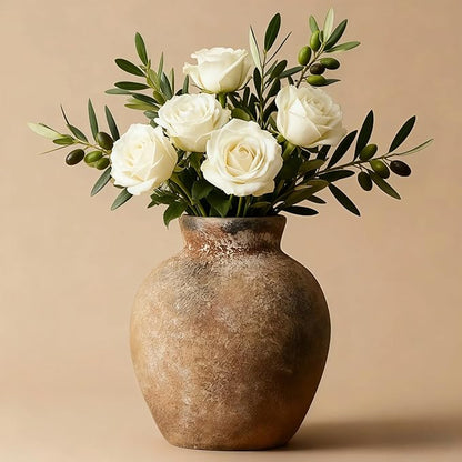 NEBRYX Ceramic Vase, 6 inch Minimalist Rustic Farmhouse Terracotta Vase for Home Decor, Table, Living Room, Entryway, Shelf, Mantel Decoration (Rust)