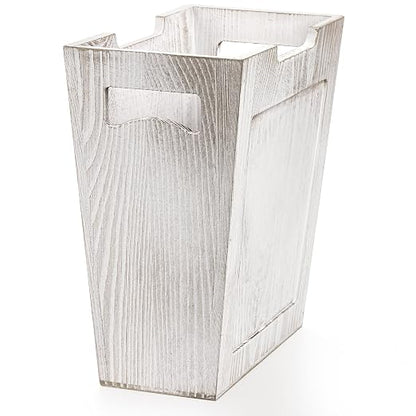 TOPZEA Wood Trash Can, Farmhouse Wastebasket with Handle Rustic Wooden Waste Basket Rectangular Small Decorative Garbage Container Trash Bin for Bathroom, Kitchen, Bedroom, Office, Living Room Decor
