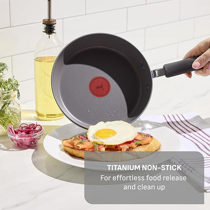 T-Fal Ultimate Hard Anodized Nonstick 10 Piece Cookware Set, Oven Safe Up to 400°F, Dishwasher Safe, Pots and Pans Set, Includes Frying Pans, Saucepan, Stockpot, Cooking Utensils, Grey