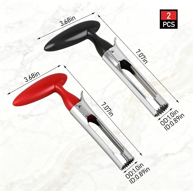 Apple Core Remover Apple Corer Tool, 304 Stainless Steel, Serrated Blades for Easy Coring (Red and Black)
