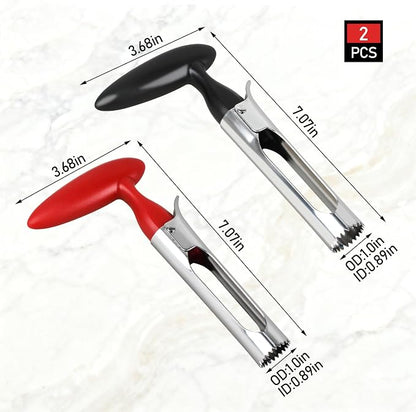 Apple Core Remover Apple Corer Tool, 304 Stainless Steel, Serrated Blades for Easy Coring (Red and Black)