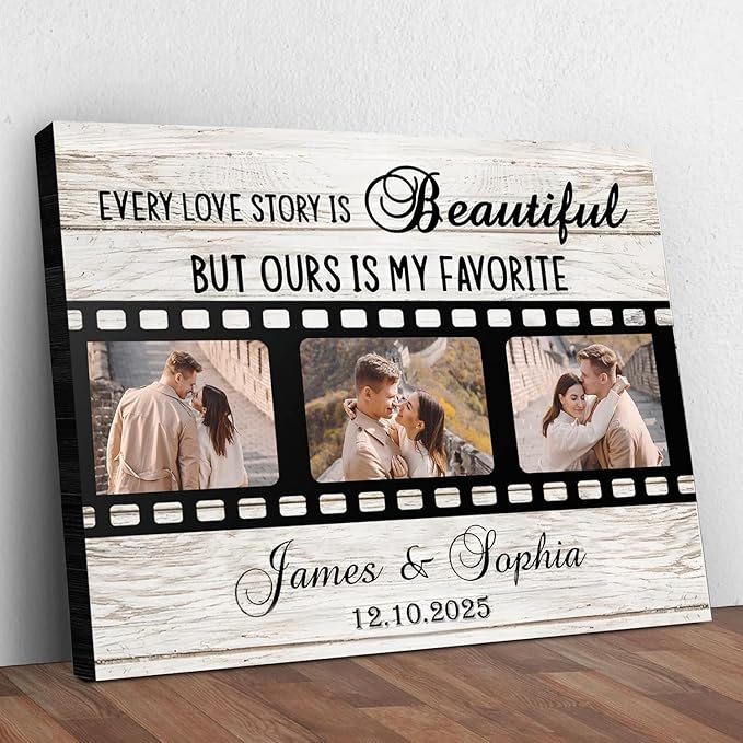 Love Signal Personalized Wall Art for Couples, Custom Photo Print Canvas/Poster/Frame, Wedding, Anniversary, Valentine Day, Birthday Gifts for Him Her Boyfriend Girlfriend, Husband Wife Bedroom Decor