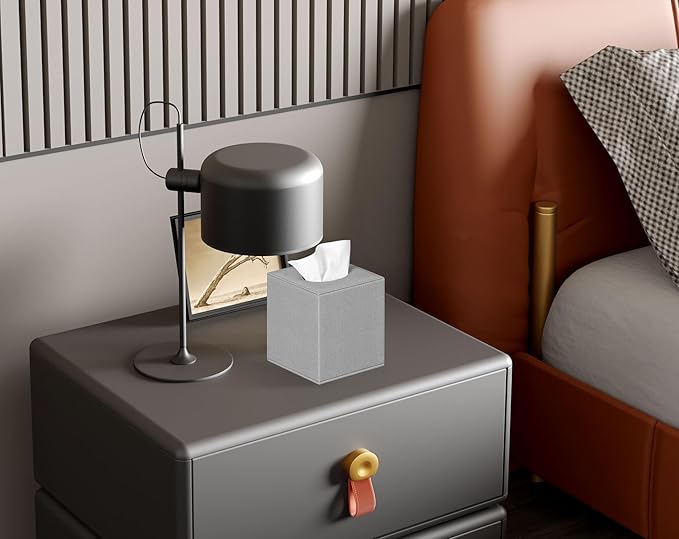 Colylan Tissue Box Cover Square Tissue Box Holder for Bathroom (Grey)