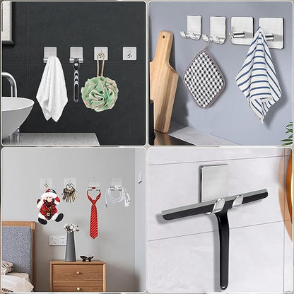 CGBE Razor Holder for Shower - 4 Packs Holder and Hooks, Self Adhesive Shaver Holder Hanger for Bathroom, Damage Free Wall Hooks for Razor Shaver Loofah Sponge