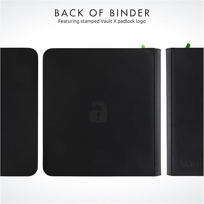 Vault X 12 Pocket Zip Binder, 480 Cards, Exo-Tec Material, 20 Side-Loading Pages (Black)