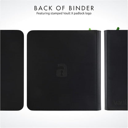 Vault X 12 Pocket Zip Binder, 480 Cards, Exo-Tec Material, 20 Side-Loading Pages (Black)