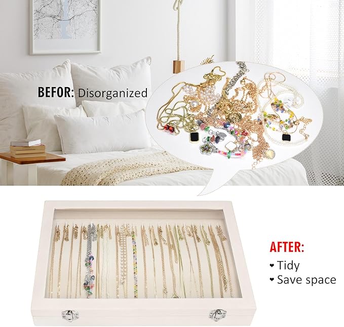 Vicoter Velvet Necklace Display Jewelry Tray 20 Hook Necklace Tray Necklace Pendant Jewelry Tray for Women and Girls