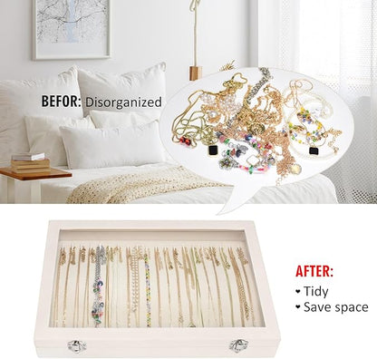 Vicoter Velvet Necklace Display Jewelry Tray 20 Hook Necklace Tray Necklace Pendant Jewelry Tray for Women and Girls
