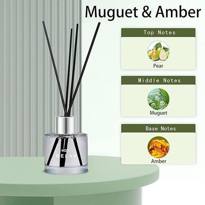 3 Pack Fragrance Reed Diffuser, 50ML Freesia Jasmine Lemongrass Aromatherapy Diffuser Set with 12 Black Fiber Sticks,Air Freshener for Bedroom Bathroom Office