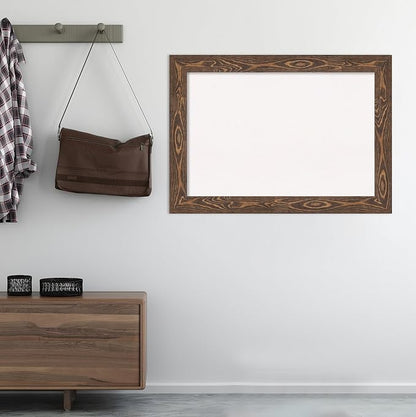 Amanti Art White Cork Board for Wall, 30x42 Vision Board with Brown Wood Frame, Large Corkboard Office Decor for Home Organization, Rustic Farmhouse Corkboard Pinboard to display items for home