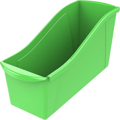 Storex Large Book Bin, Interlocking Plastic Organizer for Home, Office and Classroom, Green, 6-Pack (71104A06C)