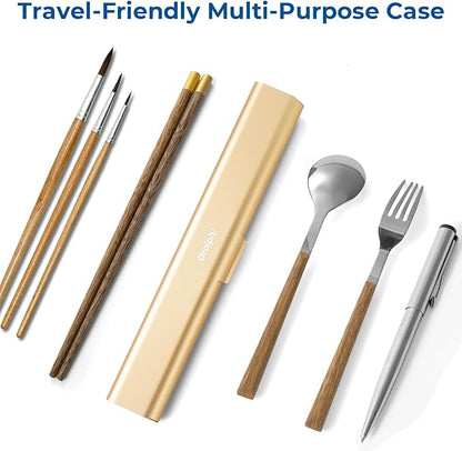 Aluminum Toothbrush Travel Case, Portable Travel Toothbrush Holder, Durable Manual Toothbrush Box Container for Traveling, Bathroom, Camping, Business Trip-Gold