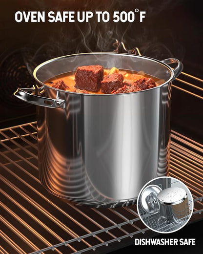 Cooks Standard Classic 24 Quart Stock Pot with Lid, Large Stainless Steel Pot