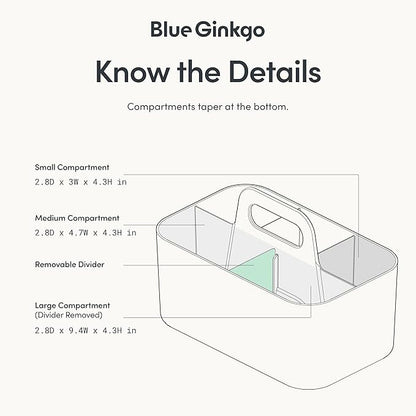 BLUE GINKGO Stackable Organizer Caddy – Korean-Made Portable Tote for Bathroom, Office, Crafts, or School Supplies (Rectangle, Gray)