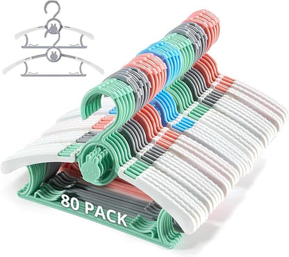 Baby Hangers for Closet Adjustable, Extendable & Stackable Kids Hangers, 11~14inch Non-Slip Plastic Kid Hangeres, Toddler Hangeres for Infant Baby Toddler Children Nursery Teen, Mix Colors, 80PCS