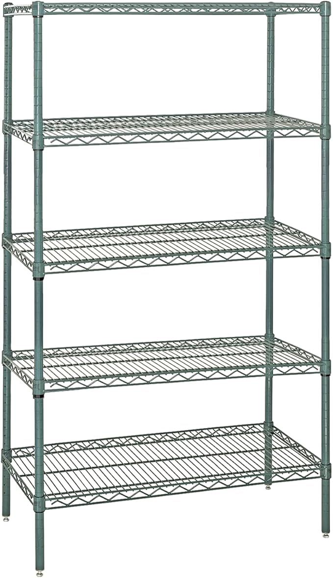 Quantum Storage Systems WR86-1272P-5 Starter Kit Wire Shelves Green Epoxy 5 Shelves 86" H x 72" W x 12" D
