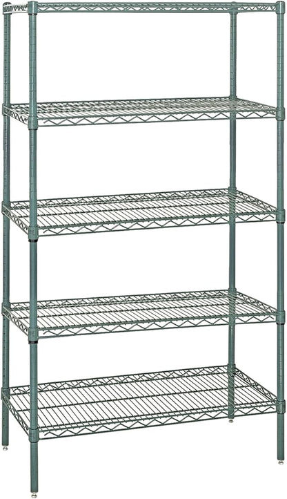 Quantum Storage Systems WR86-1272P-5 Starter Kit Wire Shelves Green Epoxy 5 Shelves 86" H x 72" W x 12" D