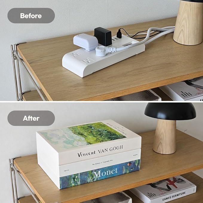 Book Shape Decorative Cable Management Box - Expandable Cable Organizer Box with Magnetic Closure for Home & Office (Gogh Monet, Large Set)
