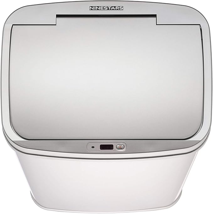Ninestars Automatic Touchless Motion Sensor Rectangular Trash Can 13.2 Gallons, 50L, Silver, 13 Gal. 50 L, Silver Trim