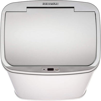 Ninestars Automatic Touchless Motion Sensor Rectangular Trash Can 13.2 Gallons, 50L, Silver, 13 Gal. 50 L, Silver Trim