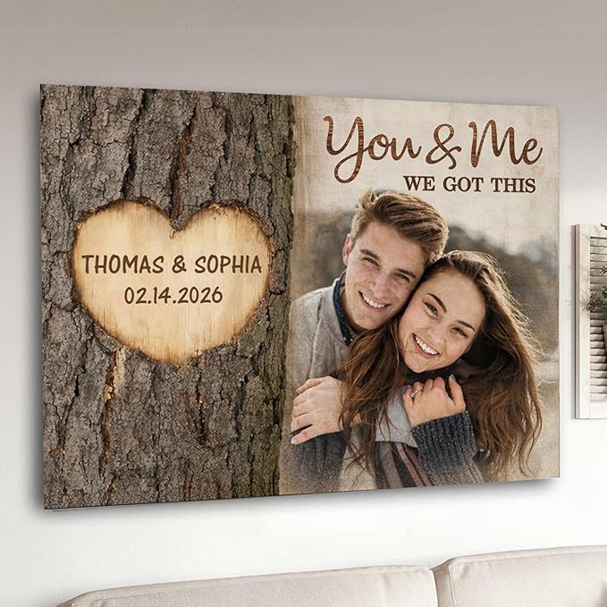 Love Signal Personalized Wall Art for Couples, Custom Photo Print Canvas/Poster/Frame, Anniversary, Valentine Day, Wedding, Birthday Gifts for Him Her Boyfriend Girlfriend, Husband Wife Bedroom Decor