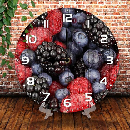 Fruit Pulp Wall Clock 10 Inch Silent Non Ticking Battery Operated Wooden Modern Office Simple Minimalist Clock Decorative for Kitchen Home Bathroom Living Room