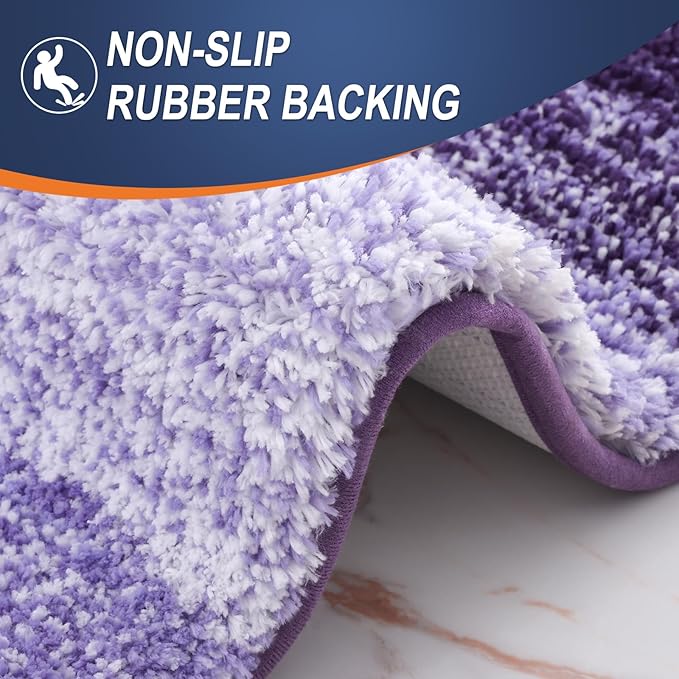 OLANLY Bathroom Runner Rugs Mat 59x24, Extra Soft Absorbent Microfiber Bath Rugs, Rubber Backing, Quick Dry, Washable Long Bath Mats for Bathroom Floor, Tub and Shower, Home Decor Accessories, Violet