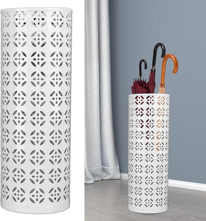 Round Umbrella Organizer Bin, Freestanding Metal Umbrella Holder Umbrella Stand Rack for Entryway, Canes Walking Sticks Holder Rain Collection for Home, Office (S 62x50cm / 24.41x19.69in)