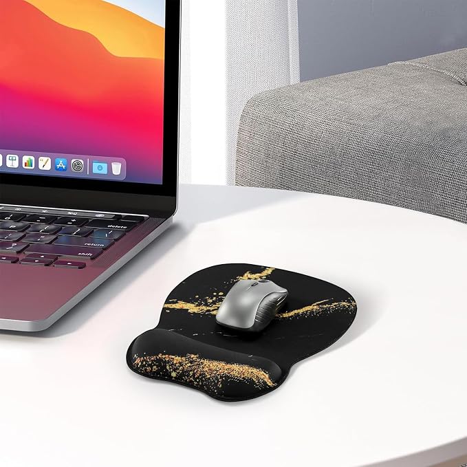 EooCoo Ergonomic Mouse Pad with Wrist Support, Mousepad with Memory Foam Wrist Rest and Non-Slip Base for Computer, Cafe, Home & Office, 9.64 x 8.26 in Office Desk Accessories