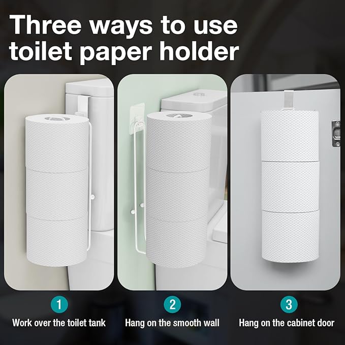 Conworld Toilet Paper Storage for 3 Roll Tissue, Over The Tank Toilet Paper Holder, Stainless Steel Rustproof Toilet Paper Holder Wall Mount, for Rv, Bathroom Storage and Organization, White, 1 Pack