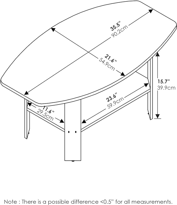 Furinno Simple Design Coffee Table, French Oak Grey/Black