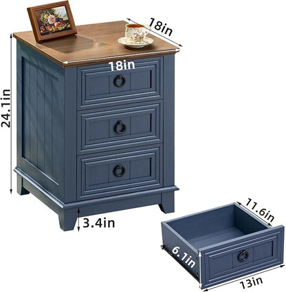 Farmhouse Coffee Table Set of 3, Furniture Set, Coffee Table with Hidden Storage Organizer and Nightsand 3-Piece Set, Large Country Natural Center Table Set for Living Room,Office, Home