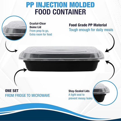 Ruthy's Outlet Meal Prep Containers W/Lids -Square Food Storage – BPA-Free| Stackable | Microwave | Freezer & Dishwasher Safe | Reusable Lunch Bento Box Portion Control & Planning (150 Pack, 24 oz)