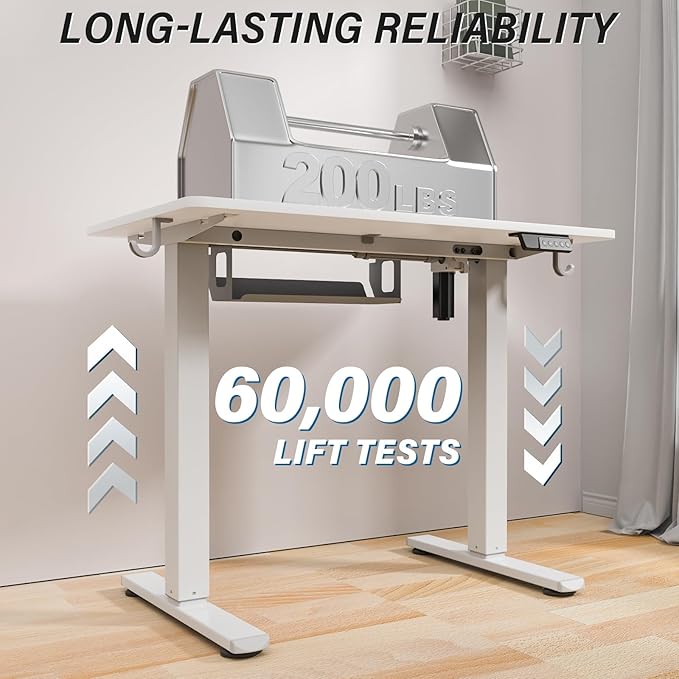 Kingant Standing Desk Height Adjustable Small Electric Stand Up Desks [32 x 24 Inch] - Ergonomic Sit Stand Desk Rising Desks for Home Office Computer Desk Stand Desk Workstation with Cable Management