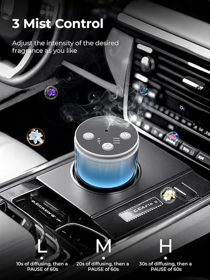 Waterless Essential Oil Diffuser: 𝟗 𝐂𝐨𝐥𝐨𝐫𝐬 𝐋𝐄𝐃 Scent Diffuser for Home&Car&Office - Portable Diffuser with 48H Battery, 4 Timers & 3 Mist Levels, Snow White