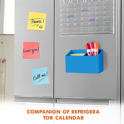 BEYGORM Magnetic Dry Erase Marker Holder for Whiteboard,Non-slip Acrylic Magnet Pen Holder for Fridge Refrigerator,Locker Organizer for Work,Locker Accessories,Pencil Cup for Desk(Blue)