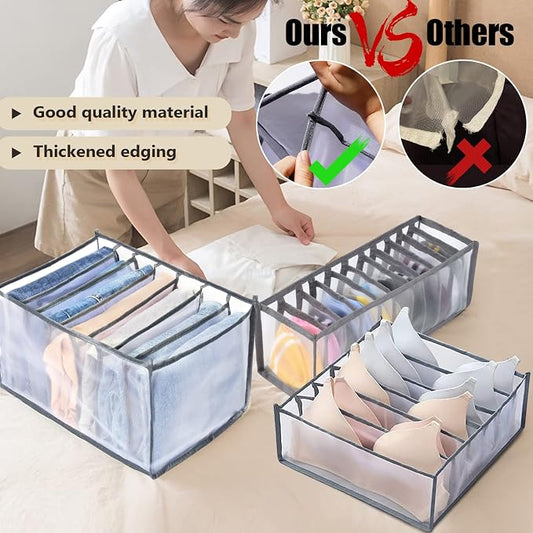 TIGARI Wardrobe Clothes Organizer, Small Underwear Organizer, Drawers Organizer for Clothes, Compartment Storage Box for Bedroom Dorm Room(Gray)