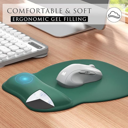 MROCO Ergonomic Mouse Pad with Gel Wrist Rest, 9.4 x 8.1 in, Forest Green | Ergonomic Shape Design, Multiple Pattern Options, Gel Wrist Comfort, Smooth Lycra Surface, Non-Slip PU Base