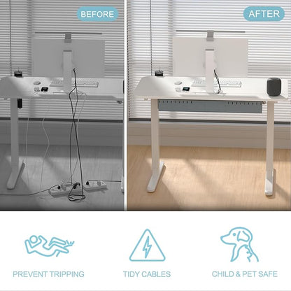 Electric Standing Desk with Cable Management Tray,55x24 Inch Adjustable Height Sit Stand Desk,with Memory Presets & Anti-Collision Computer Desk,for Office,Home,White Top&White Frame
