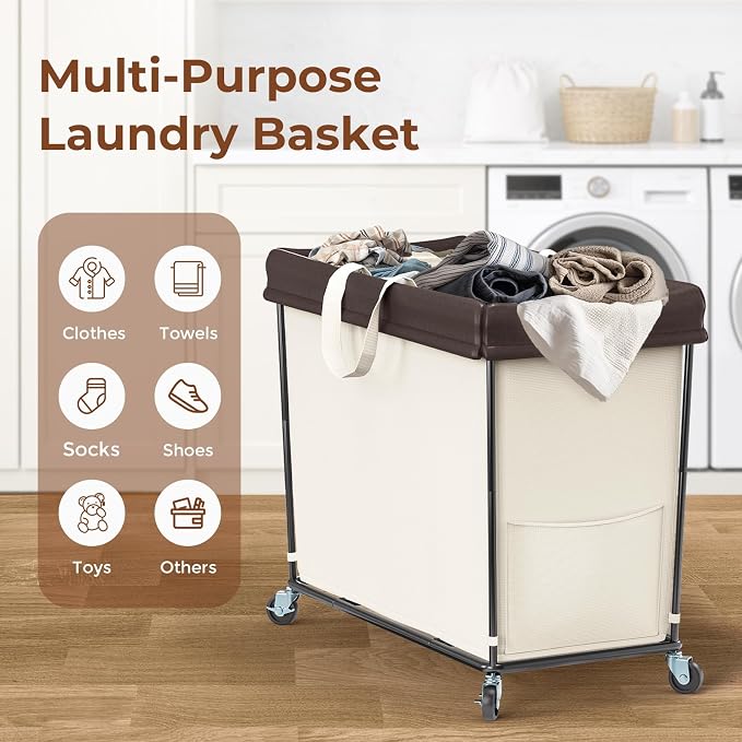Mefirt 320L Laundry Hamper with Wheels, 3 Section Large Rolling Laundry Basket Bag with Wheels, Clothes Hamper Cart for Laundry, Bedroom, Bathroom and Dorm