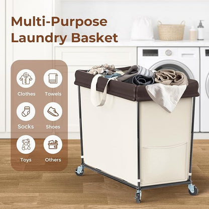 Mefirt 320L Laundry Hamper with Wheels, 3 Section Large Rolling Laundry Basket Bag with Wheels, Clothes Hamper Cart for Laundry, Bedroom, Bathroom and Dorm