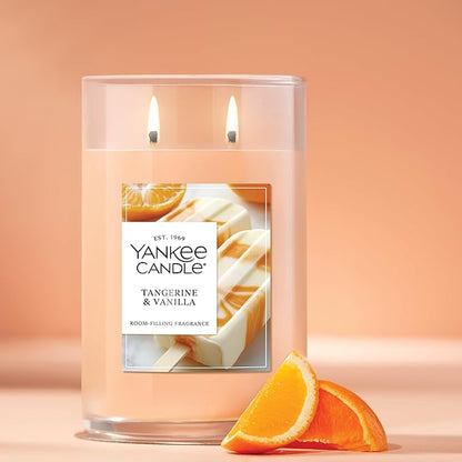 Yankee Candle Large Tumbler Scented Candle with up to 80 Hour Burn Time, Premium Plant Wax Blend for Consistent Burn, 20 oz Tumbler Candle with Room Filling Fragrance, Tangerine & Vanilla