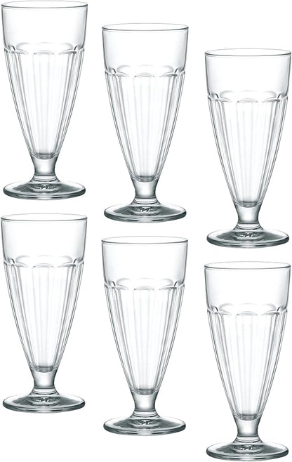 Bormioli Rocco Rock Bar 12.5 oz. Stackable Dessert Glass for Ice Cream Sundaes, Milkshakes, or Smoothies, Set of 6, Clear