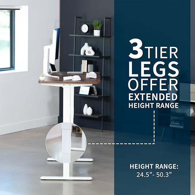 VIVO Electric 55 x 28 in Dual Motor Sit Stand Desk, Memory Height Adjustment, 2B Series, Rustic Vintage Brown Top White Frame, DESK-KIT-2W55N