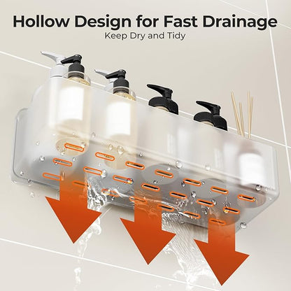 Orimade Shower Caddy 5-Pack, No-Drill Adhesive Shelves for Bathroom, Rustproof ABS Storage Organizer Set, Clear