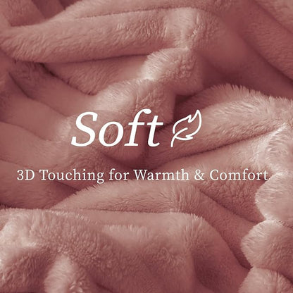 BEDELITE Fleece Throw Blanket for Couch - 300GSM Soft & Warm Fluffy Dusty Pink Blanket, Decorative and Giftable Striped Blankets for Women, Men, 50"x70"