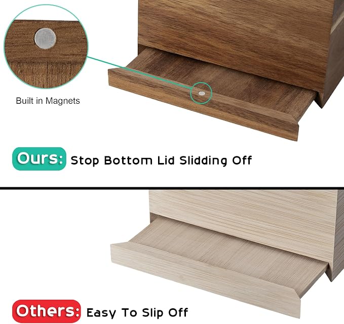 ALELION Tissue Box Cover Square - Acacia Wood Tissue Box Holder for Tabletop Night Stands Bathroom Office - Decorative Facial Cube Tissue Box Cover for Modern Farmhouse Decor