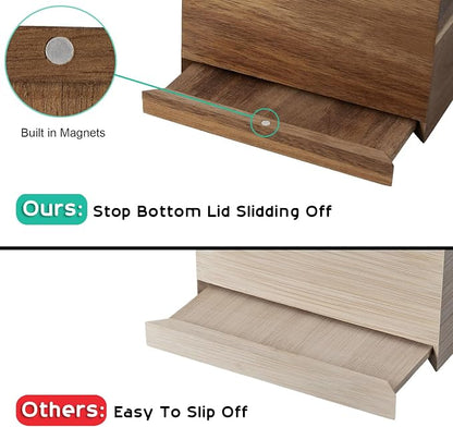 ALELION Tissue Box Cover Square - Acacia Wood Tissue Box Holder for Tabletop Night Stands Bathroom Office - Decorative Facial Cube Tissue Box Cover for Modern Farmhouse Decor