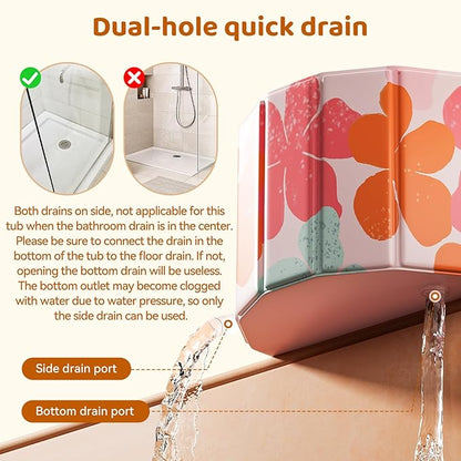 Portable Foldable Bathtub, Freestanding Bathtub No Installation, Bathroom SPA Soaking Bath Tub, Shower Stall Collapsible Hot & Ice Bath for Indoor Outdoor (Pink, ‎47.2"L x 21.6"W x 19.6"H)