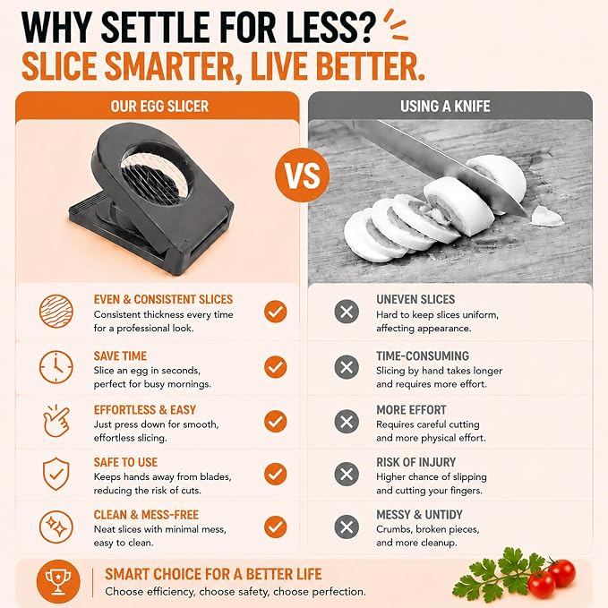 FANTEXY Egg Slicer for Hard Boiled Eggs,Hard Boiled Egg Slicer With Stainless Steel Wires,Eggs Cutter,Fruit Cutter for Strawberries,Kiwis and Grapes,Soft Cheese,Easy to Clean and Store(Gray)